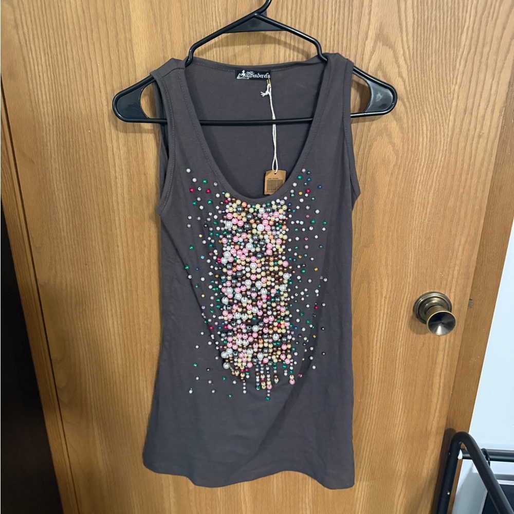 Cinderella Gray Sequin Sleeveless Tank Top Dress